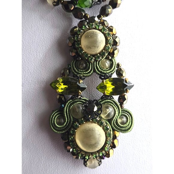 Handcrafted Soutache Beaded Pendant Necklace – Vintage Artisan Statement - Picture 11 of 11